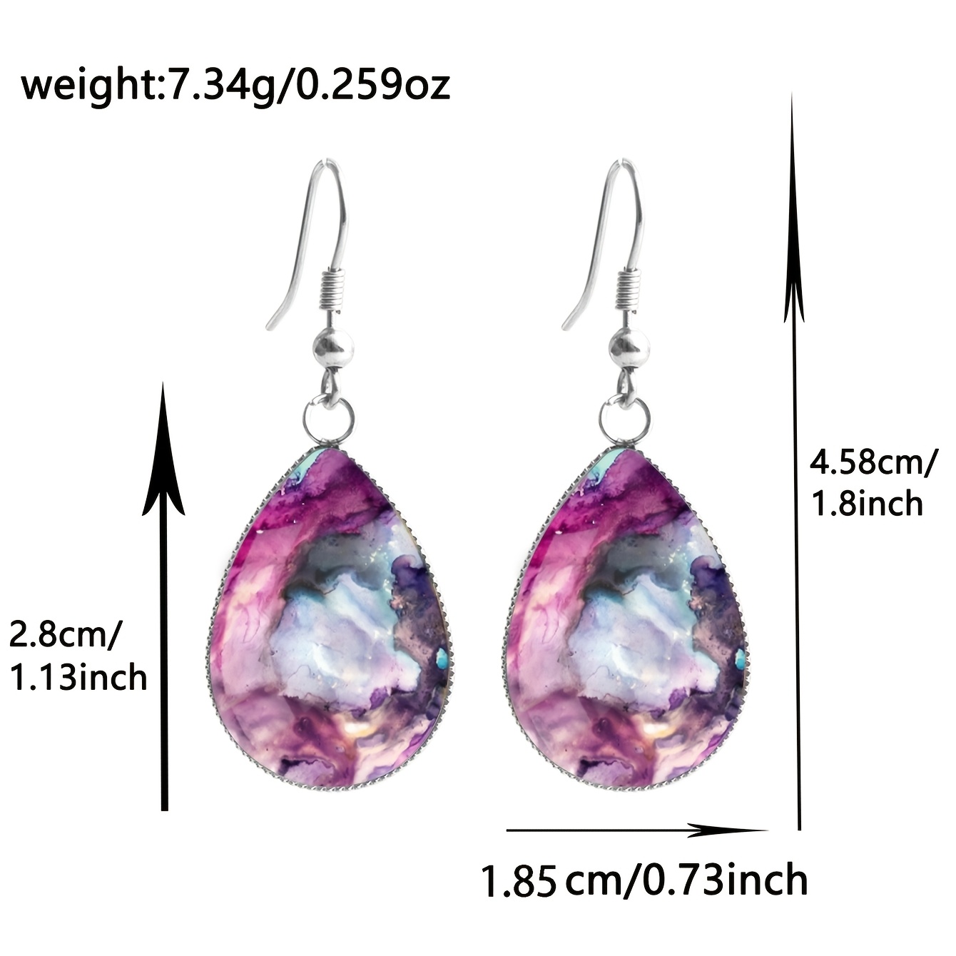 Pink-purple Gradient Geode Pattern Teardrop Earrings